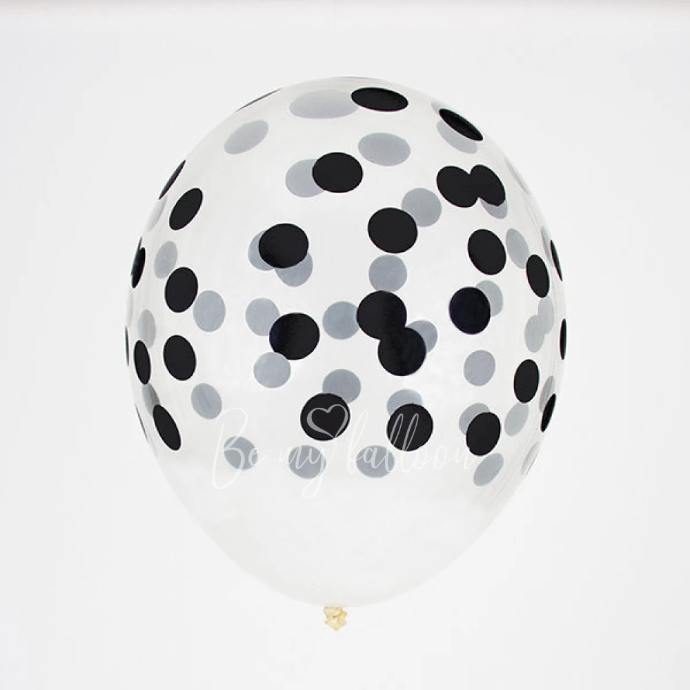 5 printed confetti balloons - Black