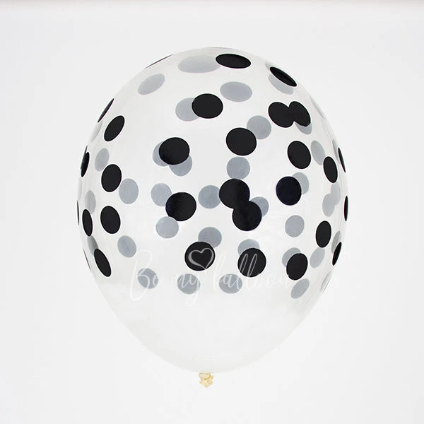 5 printed confetti balloons - Black