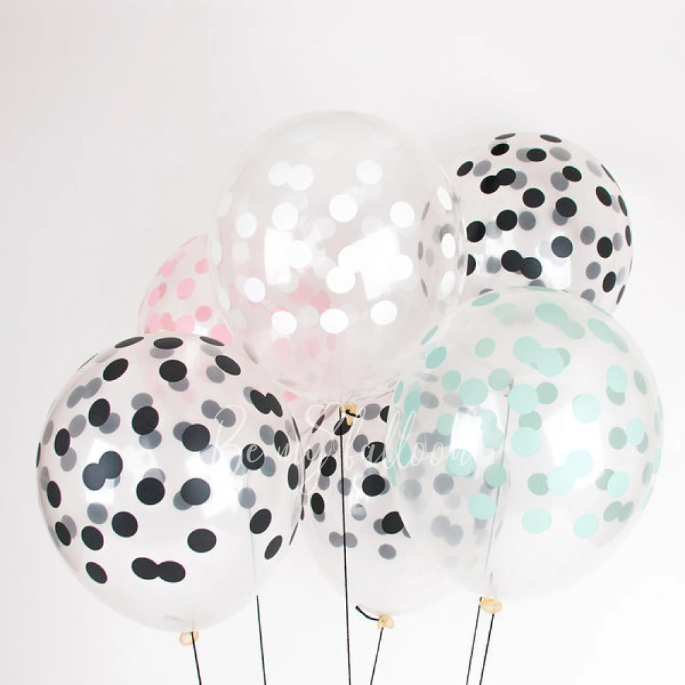 5 printed confetti balloons - Black