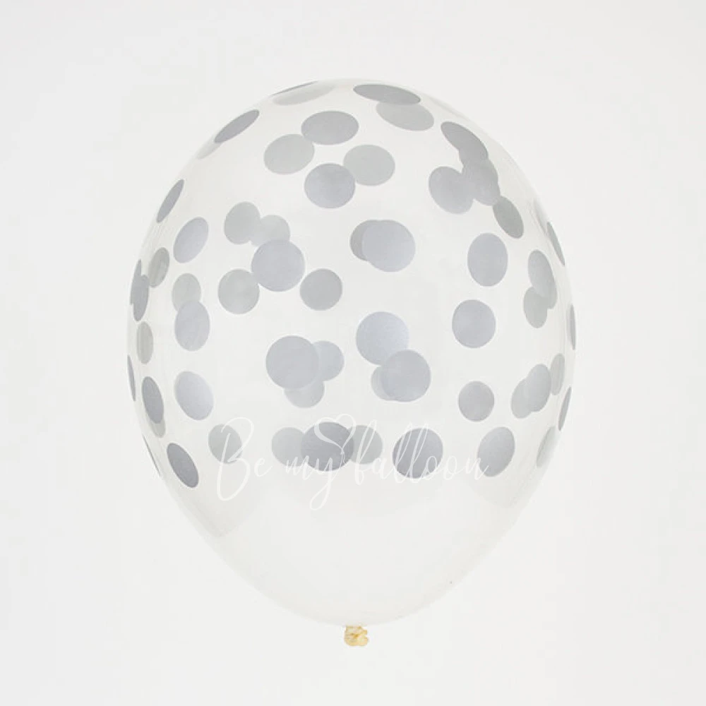 5 printed confetti balloons - Silver
