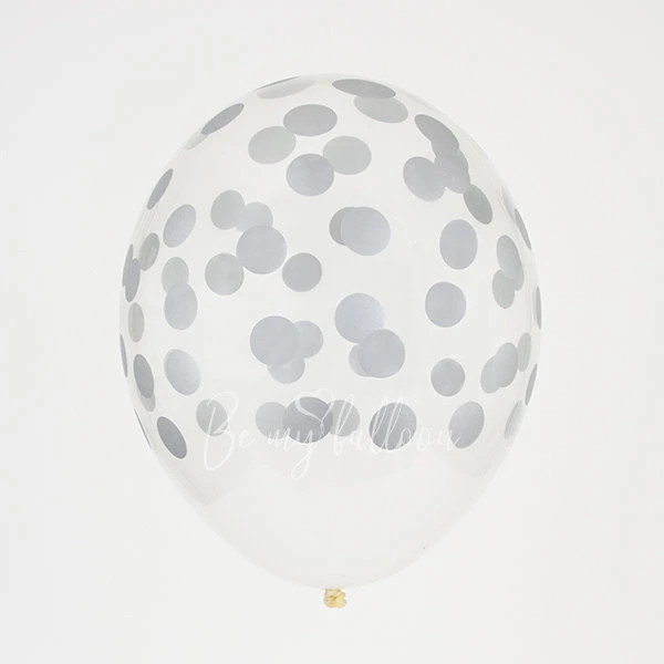 5 printed confetti balloons - Silver