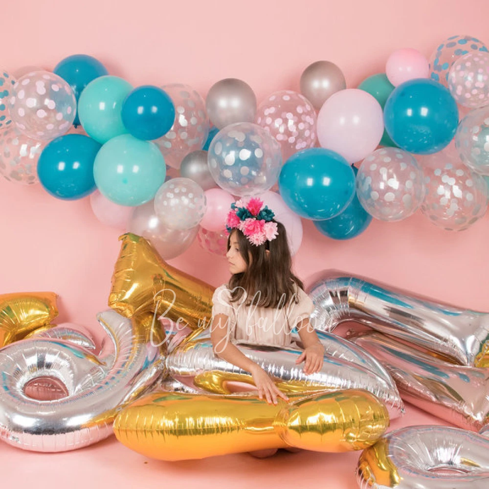 5 printed confetti balloons - Silver
