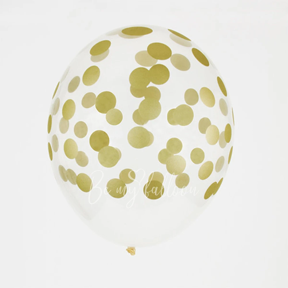 5 printed confetti balloons - Gold
