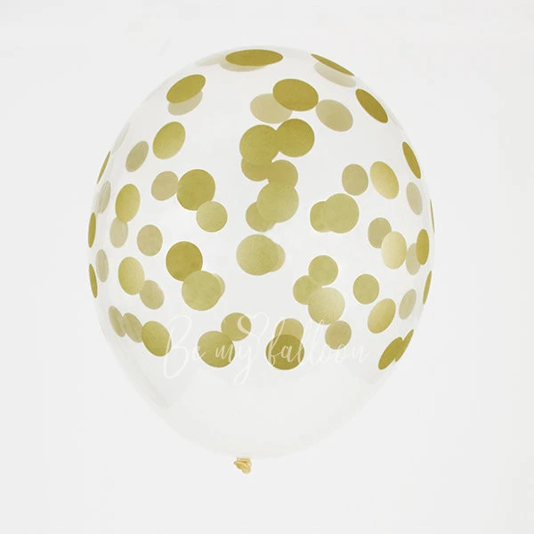 5 printed confetti balloons - Gold