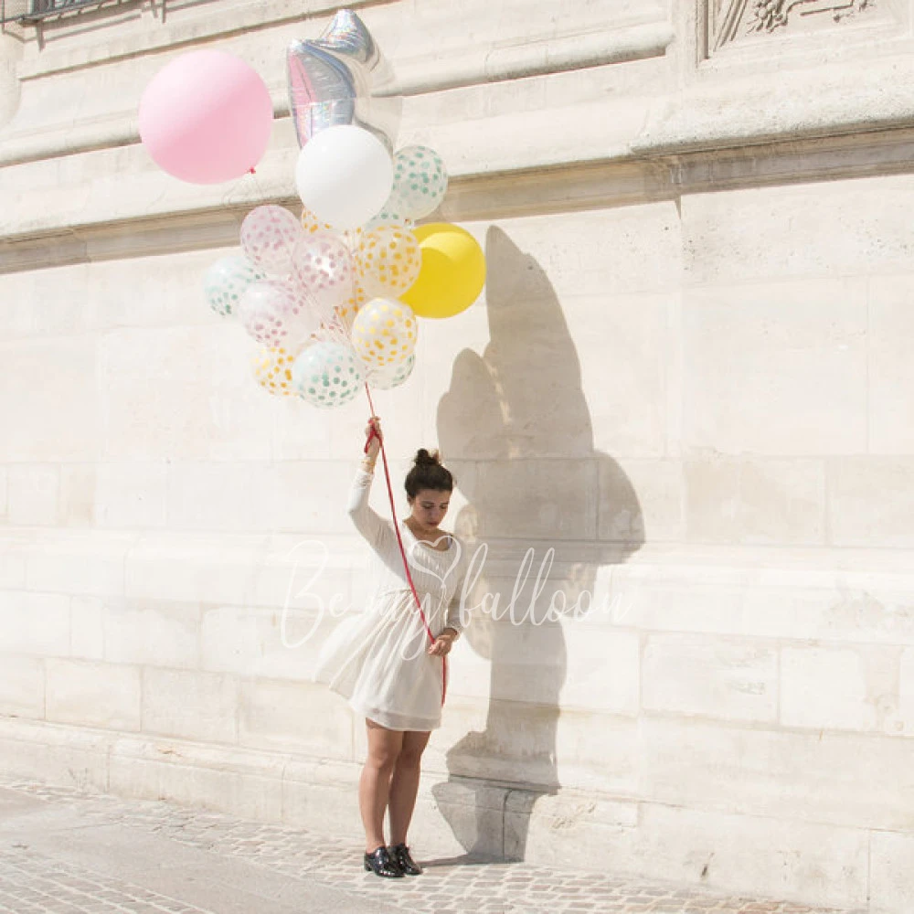 5 printed confetti balloons - Pastel