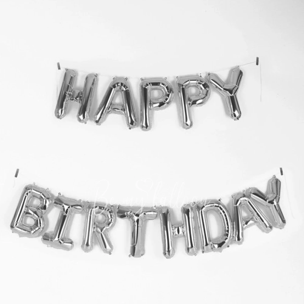 Silver foil balloon kit - Happy Birthday