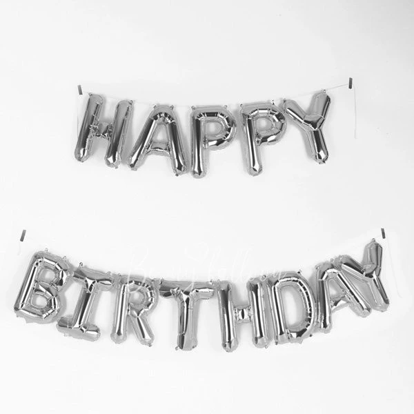 Silver foil balloon kit - Happy Birthday