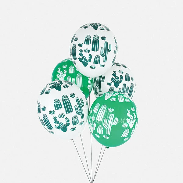 5 printed balloons - Cactus