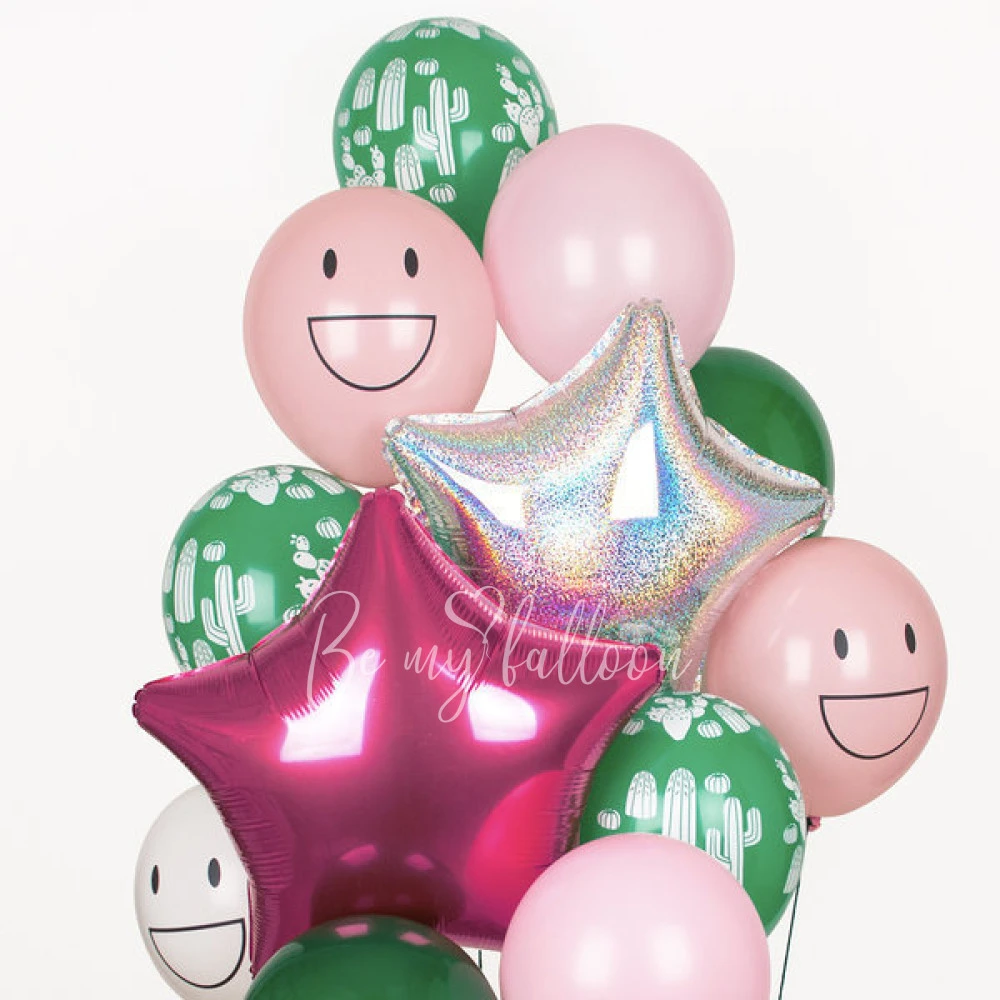 5 printed balloons - Cactus