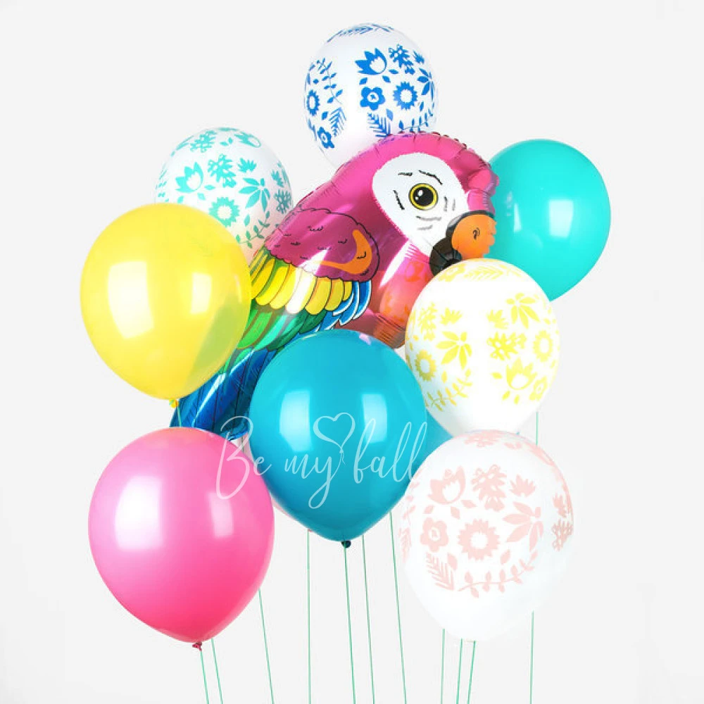 5 printed balloons - Tropical flowers