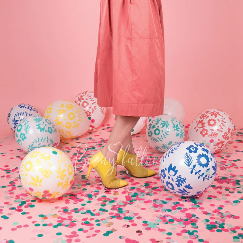 5 printed balloons - Tropical flowers