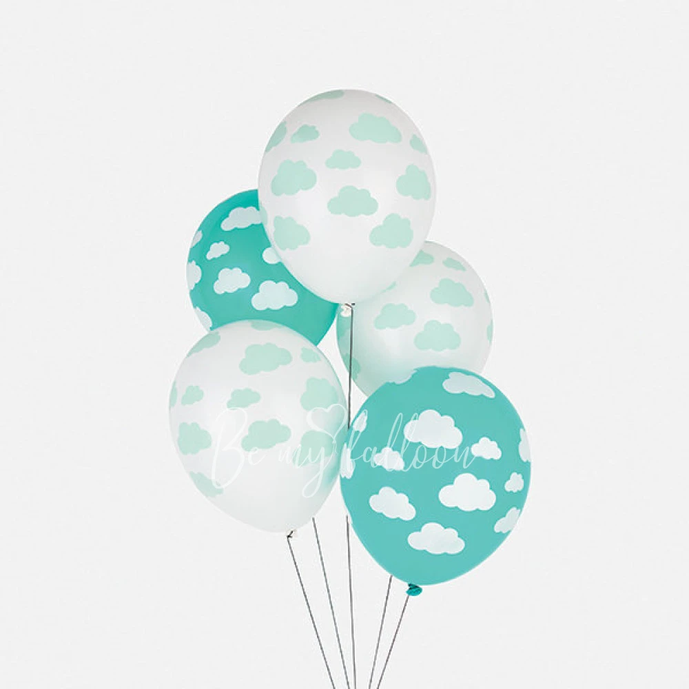 5 printed balloons - Clouds