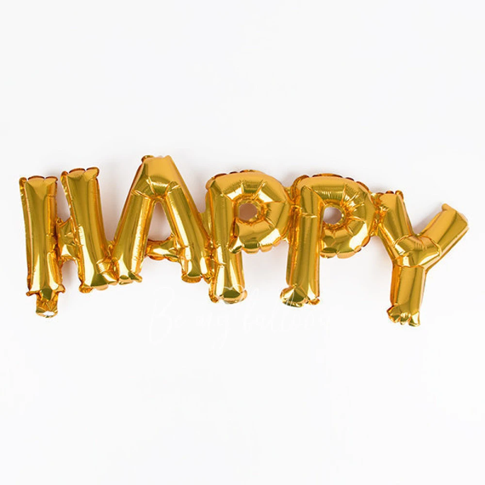 Foil balloons - Happy - Gold