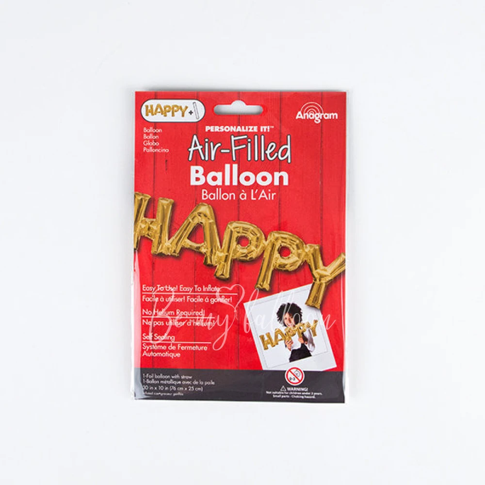 Foil balloons - Happy - Gold