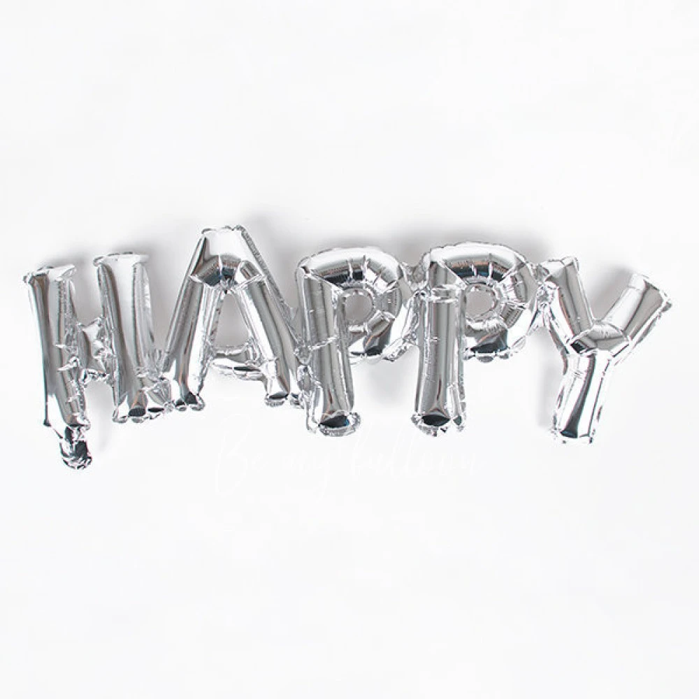 Foil balloons - Happy - Silver
