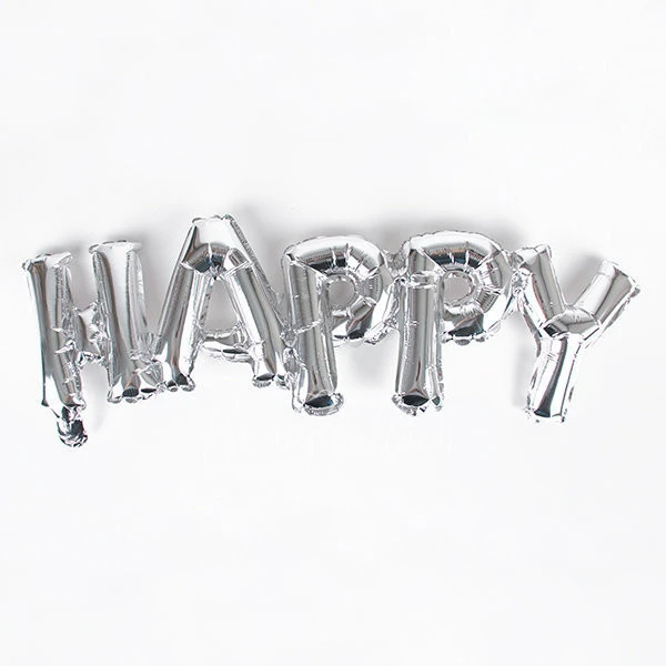 Foil balloons - Happy - Silver