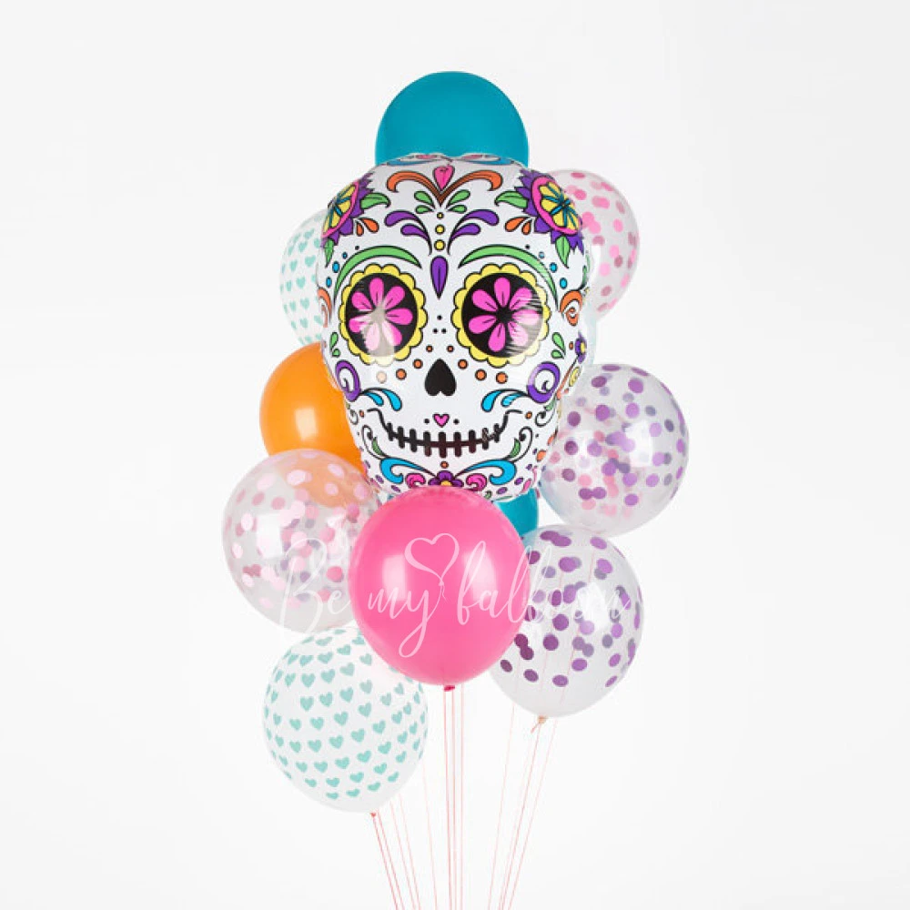 Mexican skull foil balloon