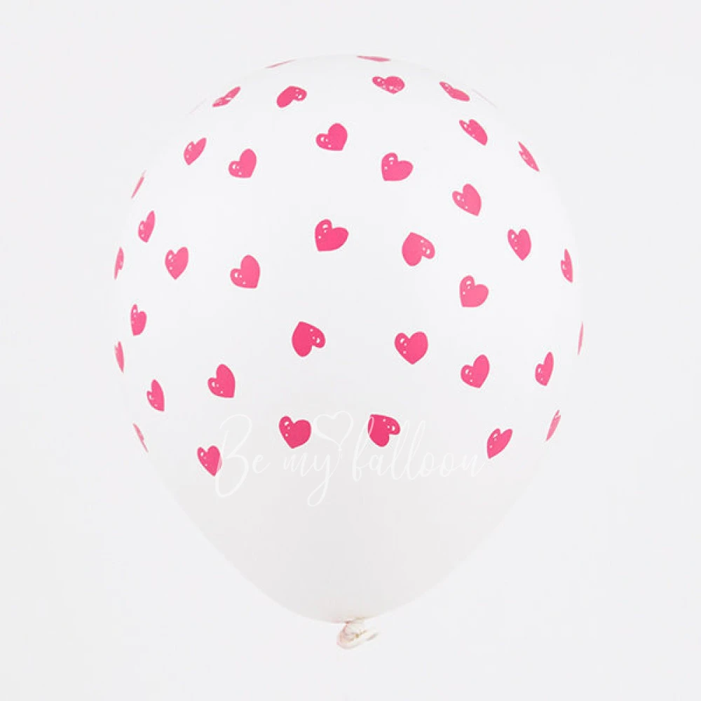 5 printed heart &amp; "Bisou" balloons - Mathilde Cabanas