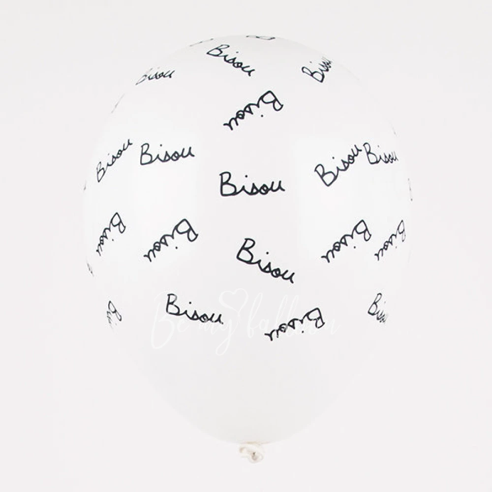 5 printed heart &amp; "Bisou" balloons - Mathilde Cabanas