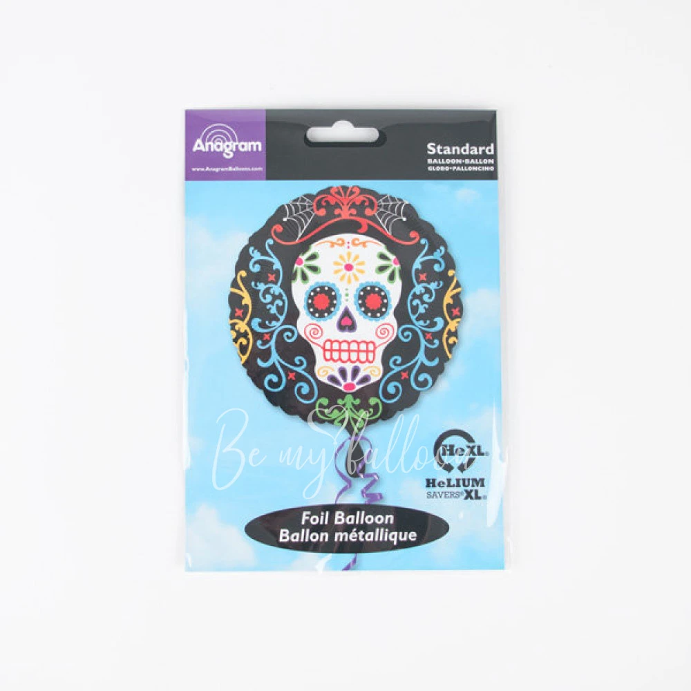 Black Mexican skull foil balloon