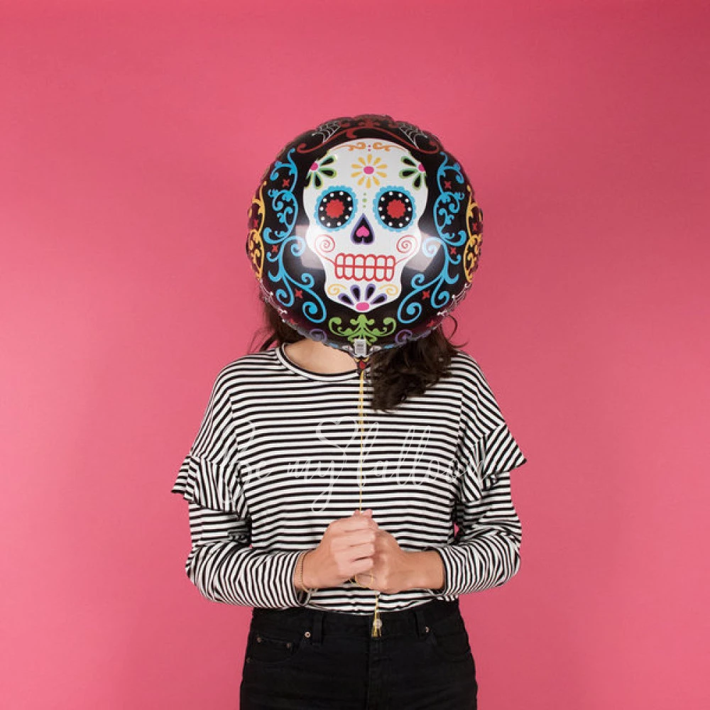 Black Mexican skull foil balloon