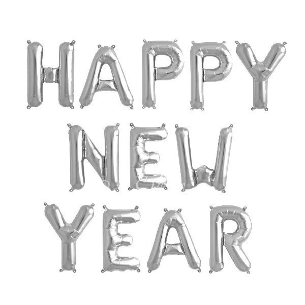Silver letter foil balloon - "Happy New Year"