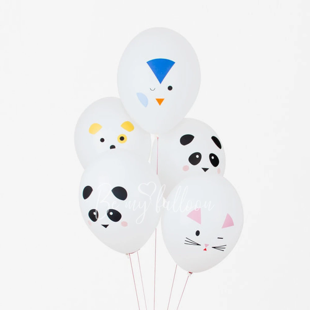 5 printed ballons - Mini animals