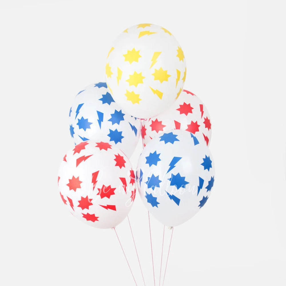 5 patterned balloons - Superhero