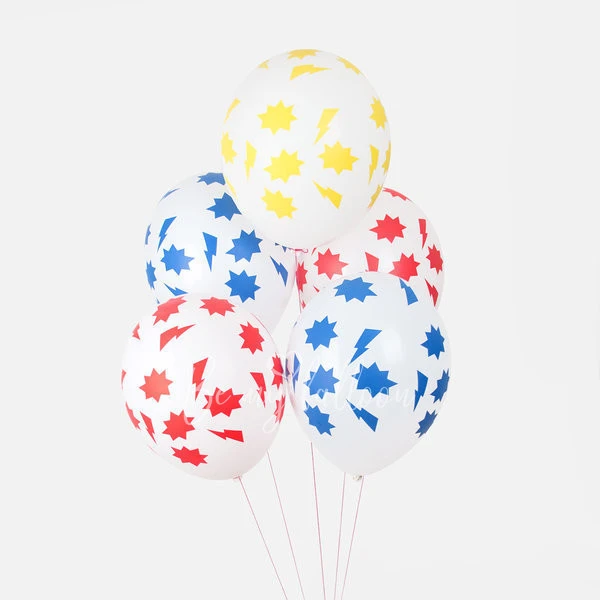 5 patterned balloons - Superhero