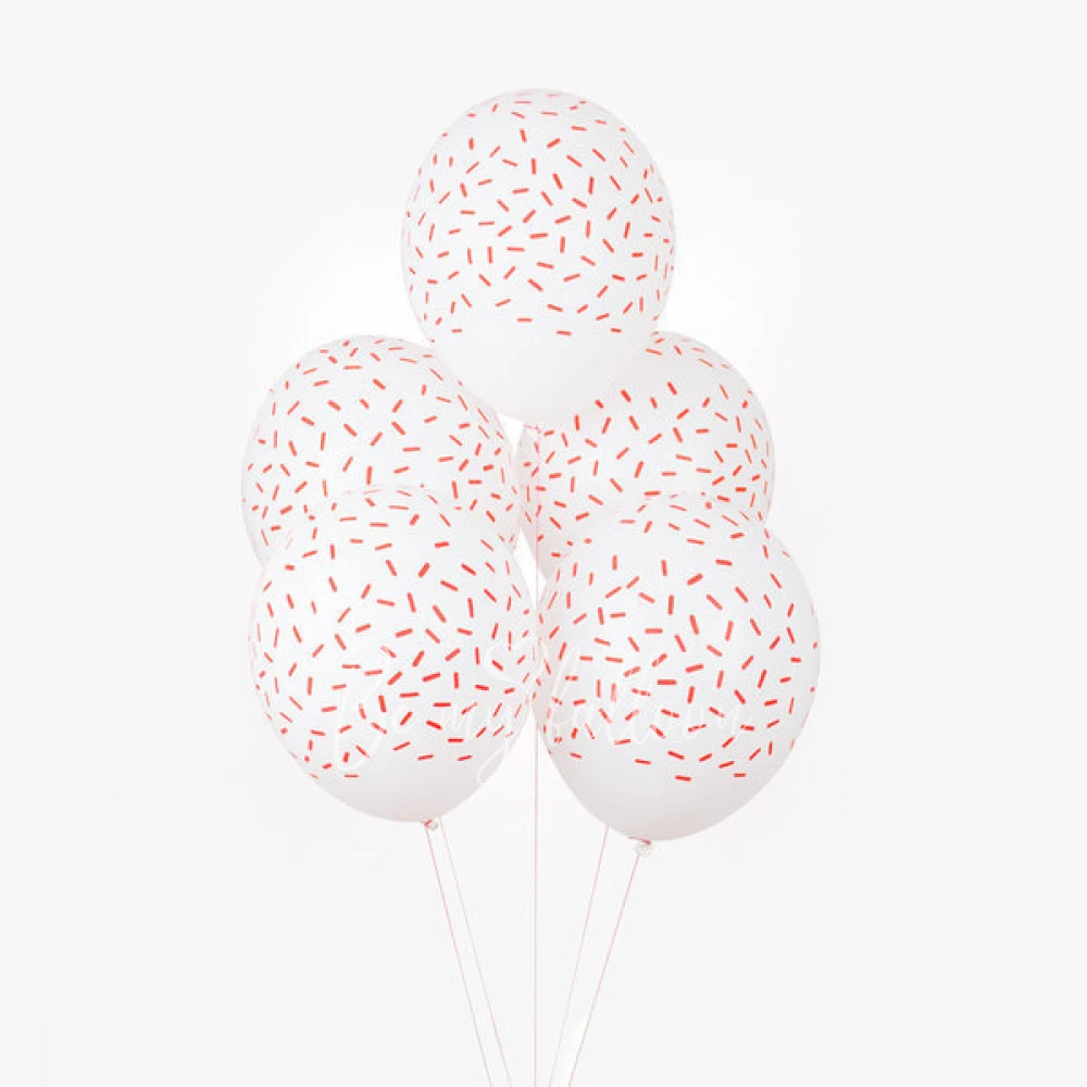 5 patterned balloons - Red sprinkles