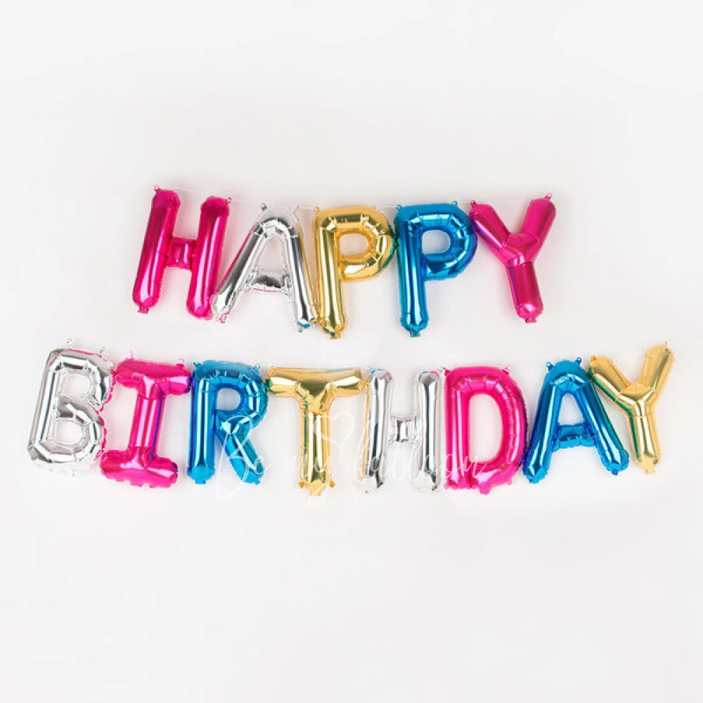 Multicolour foil balloon kit - Happy Birthday