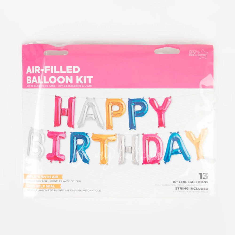 Multicolour foil balloon kit - Happy Birthday