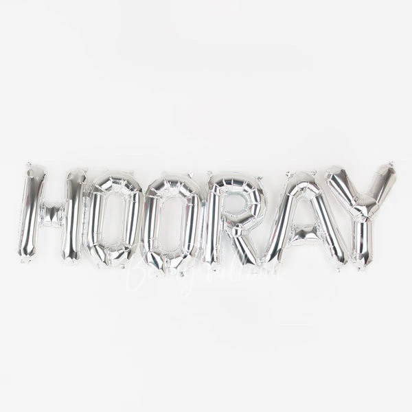 Silver foil balloon kit - HOORAY