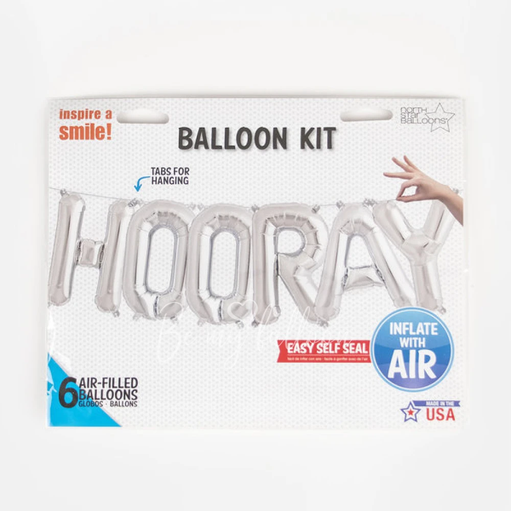 Silver foil balloon kit - HOORAY
