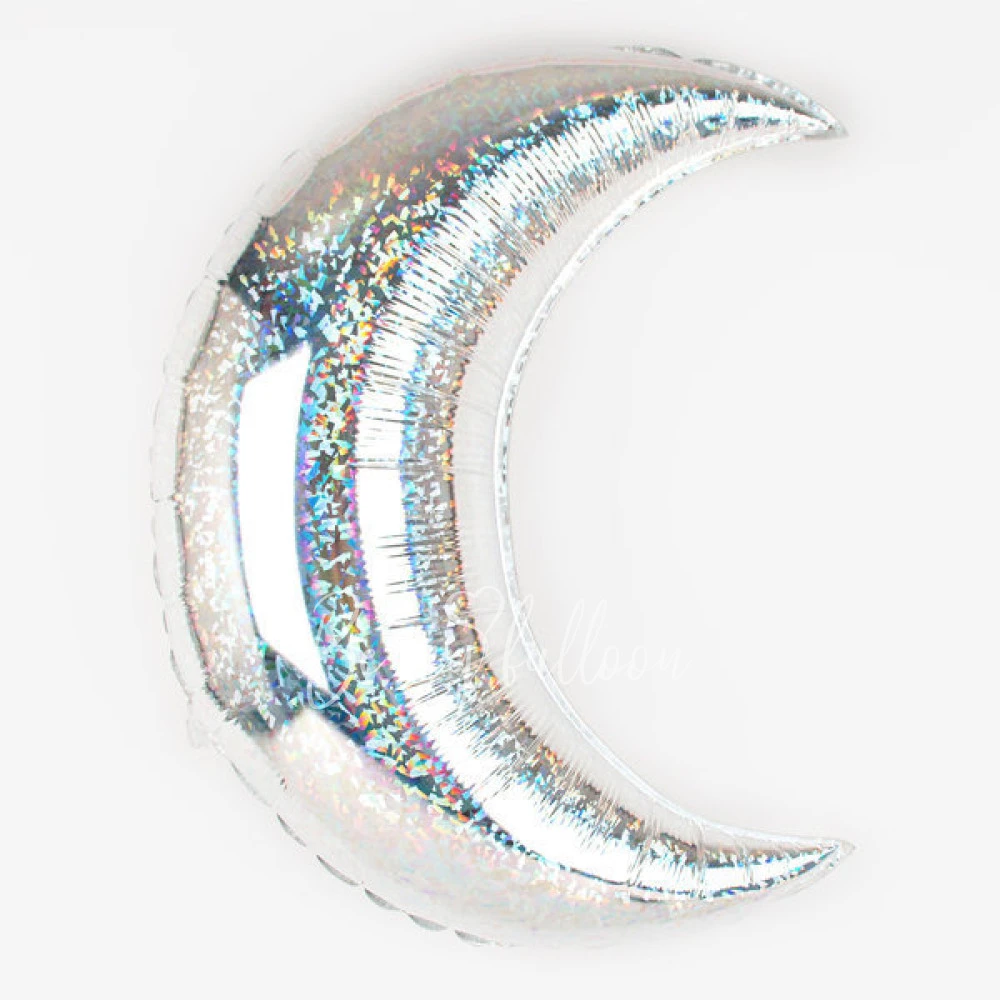 Iridescent silver foil balloon - Big moon
