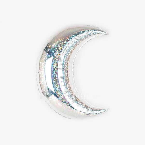 Iridescent foil balloon - Small silver moon