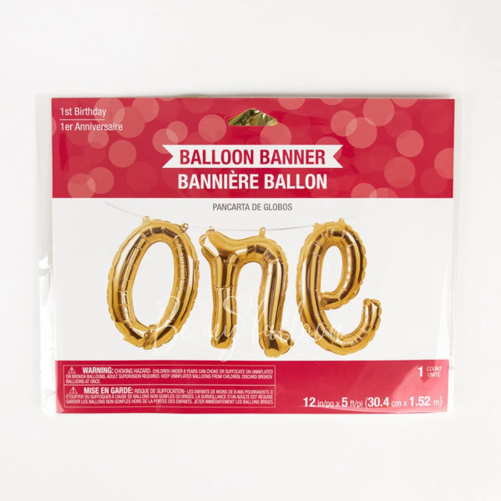 Foil balloon banner - One - Gold