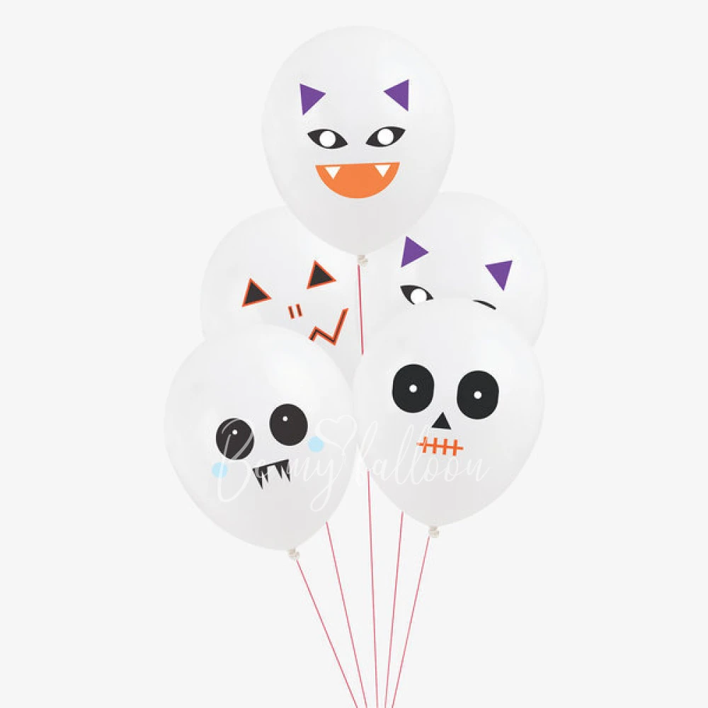 5 printed balloons - Mini monsters