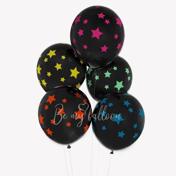 5 printed balloons - Disco stars