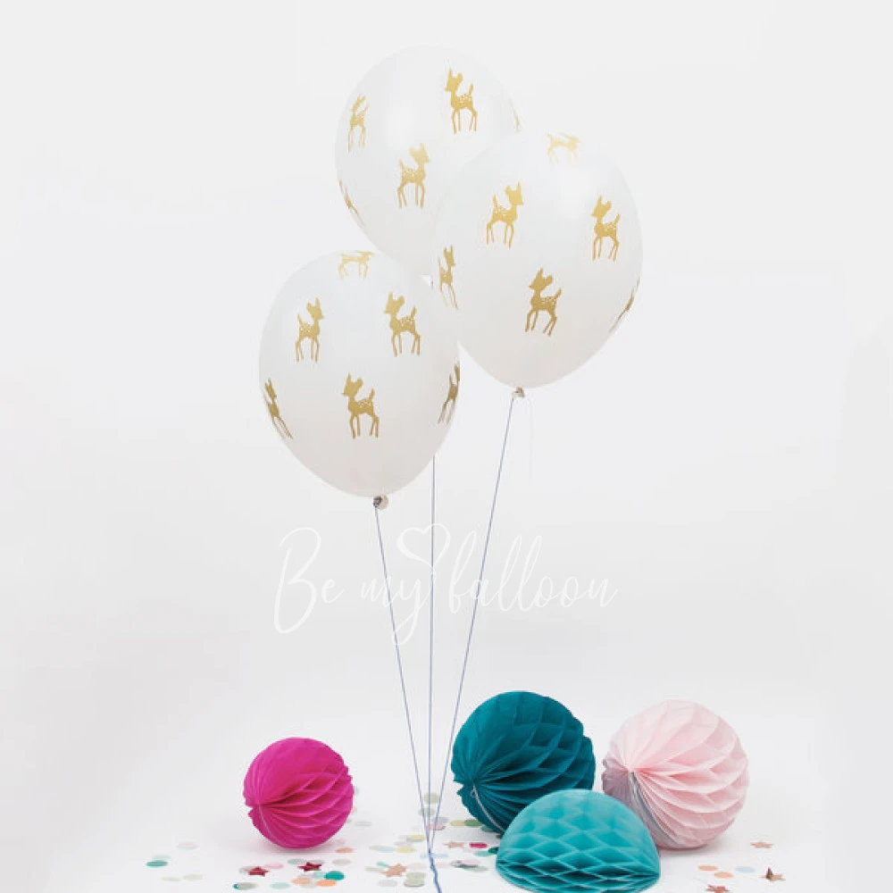 5 printed ballons - Golden fawns