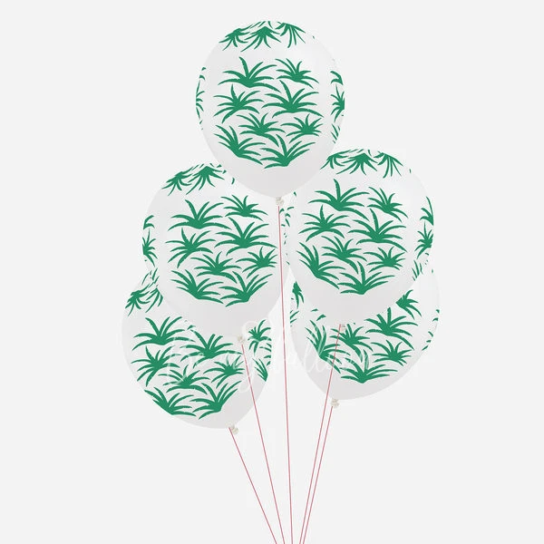 5 printed balloons - Green leaves