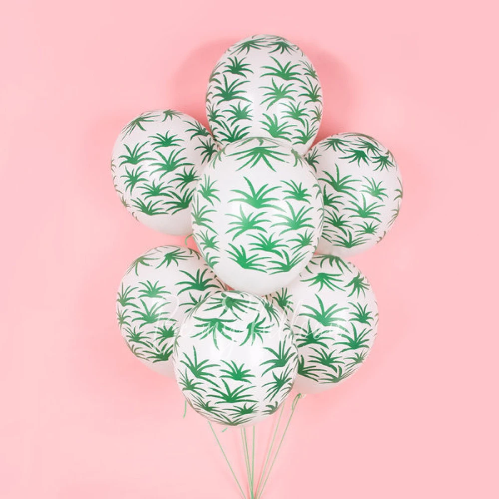 5 printed balloons - Green leaves