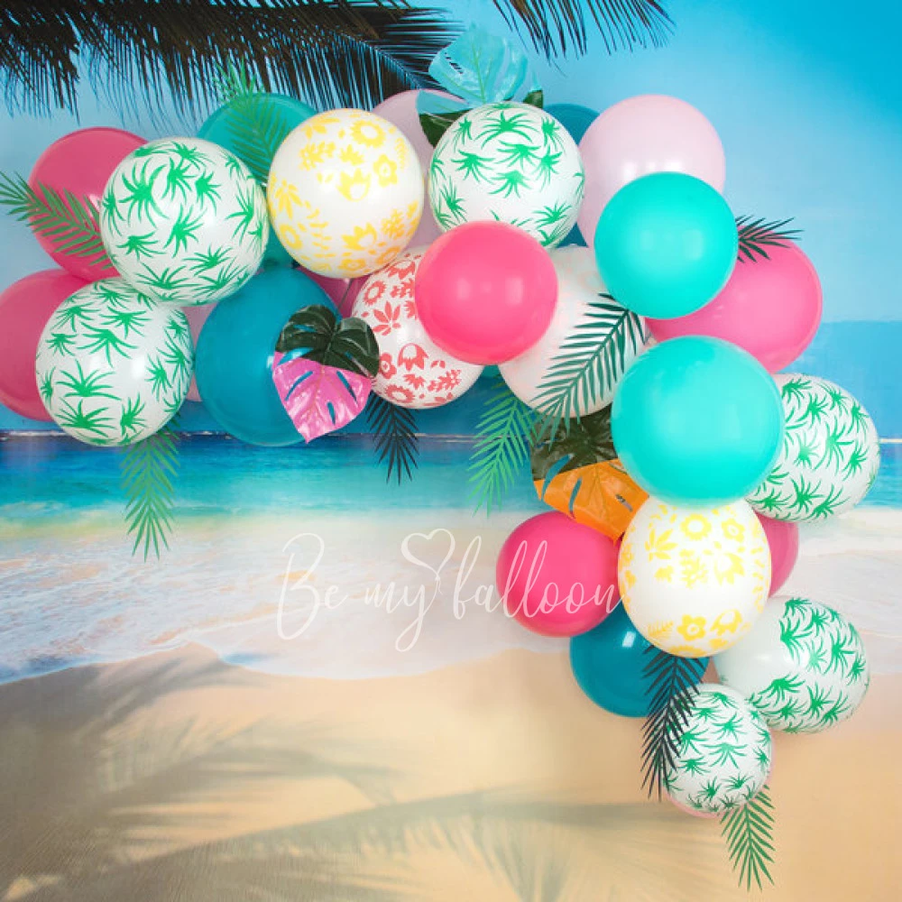 5 printed balloons - Green leaves