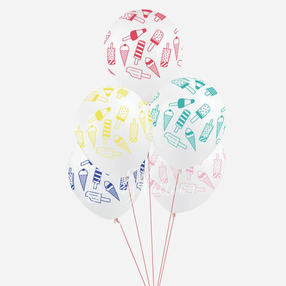 5 printed balloons - Ice cream