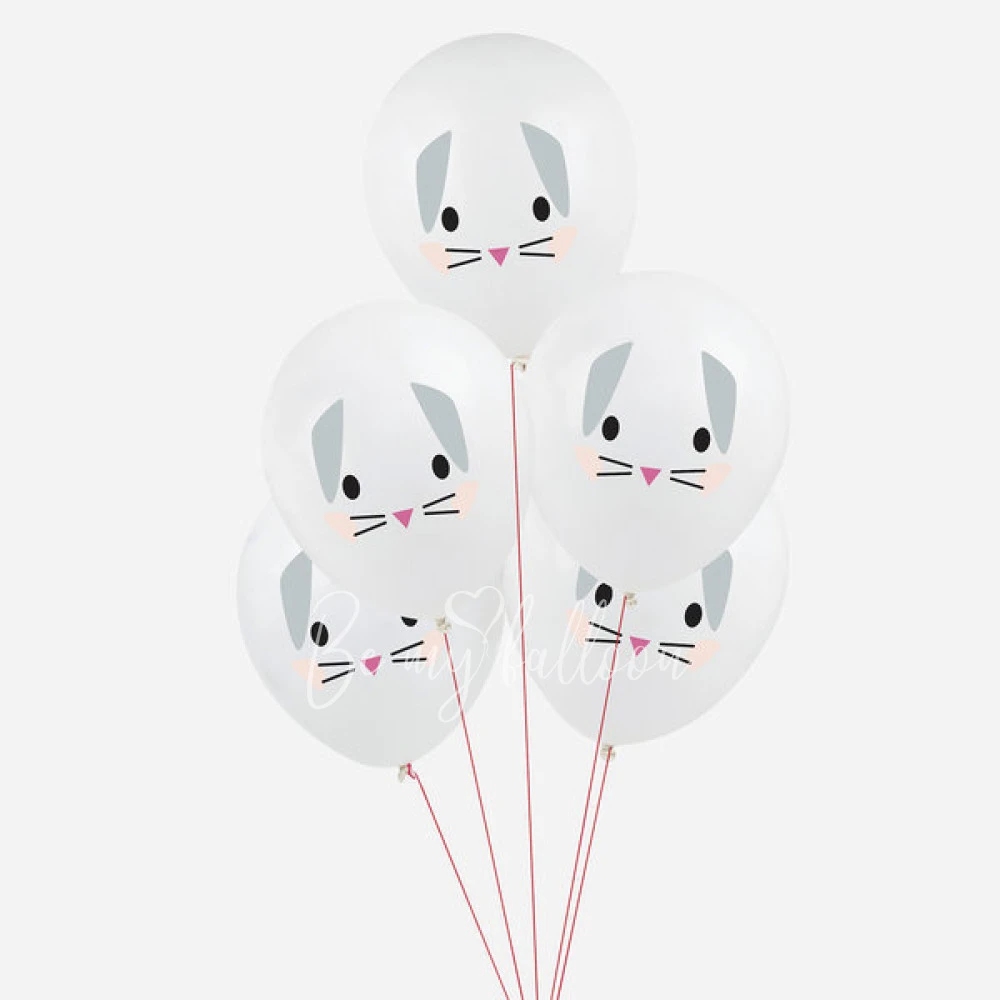 5 printed balloons - Mini rabbit