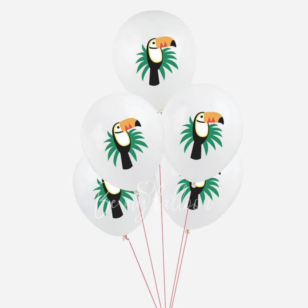 5 printed balloons - Toucan