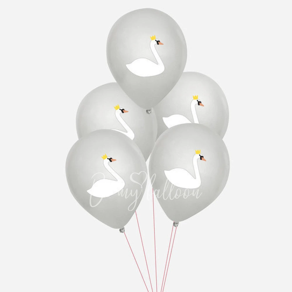 5 Printed balloons - Swan