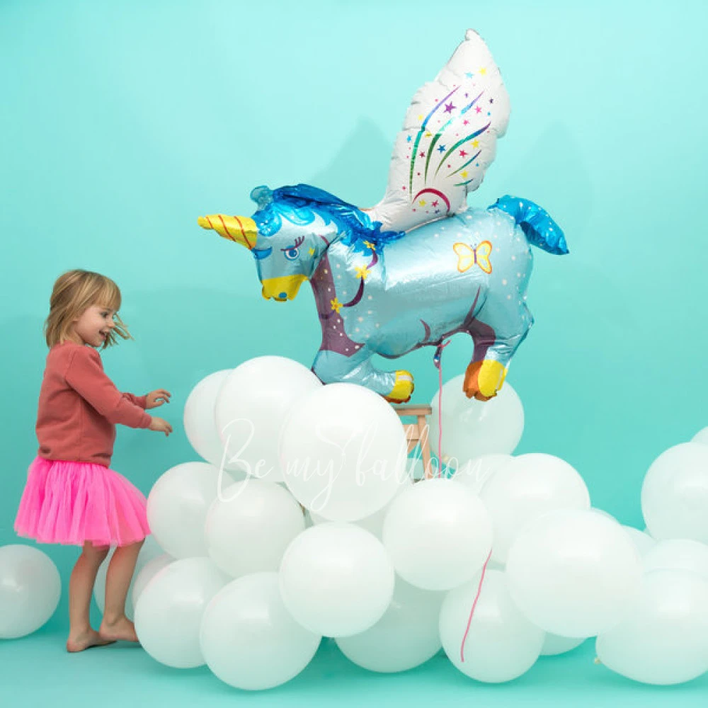 Foil balloon - Winged blue unicorn