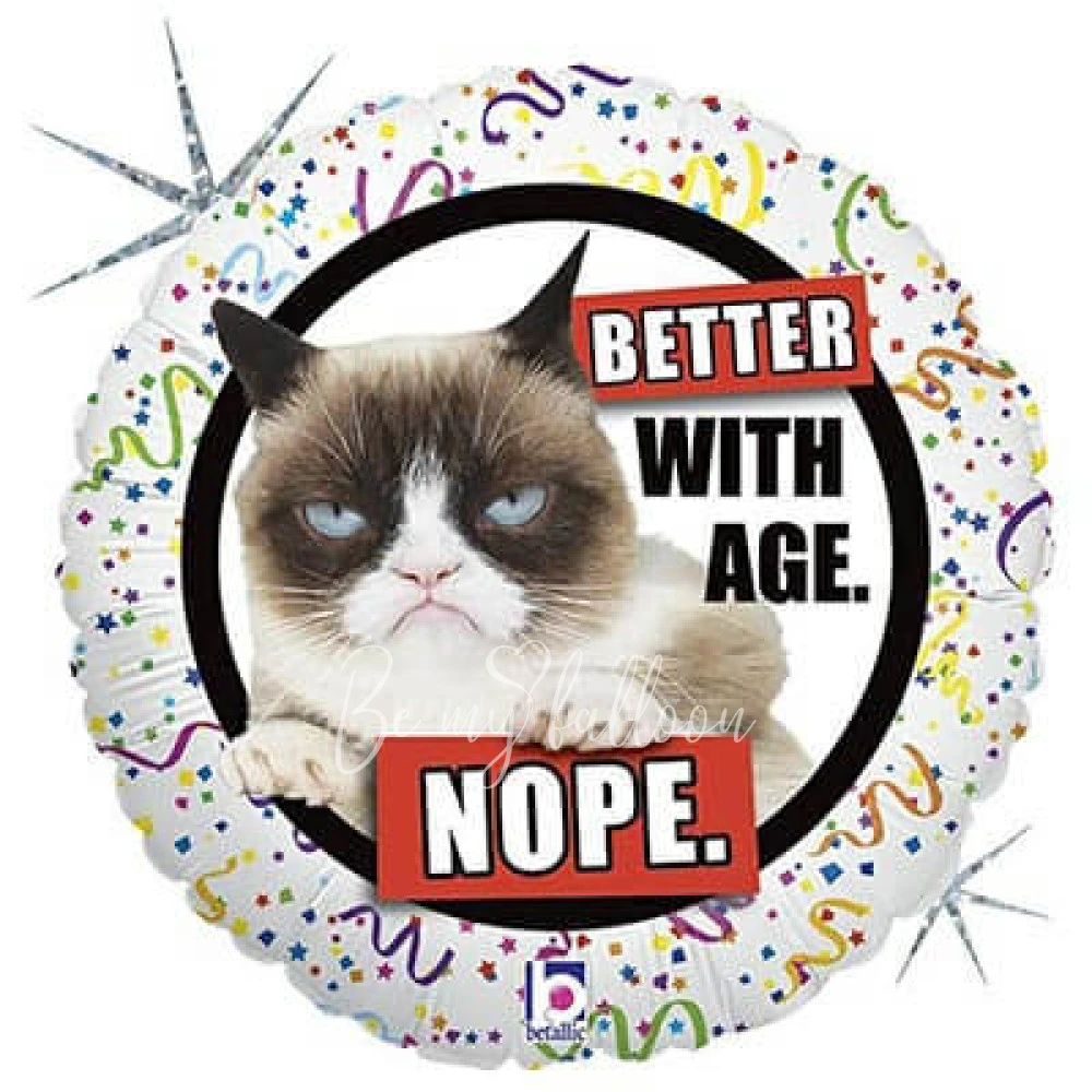 Шар из фольги "Better with age Grumpy Cat" 40 см