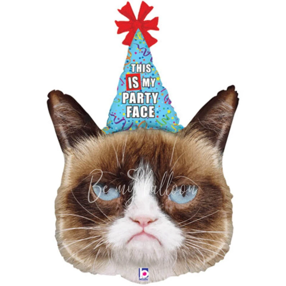 Шар из фольги "Grumpy Cat Сердитая Кошка в колпачке" 70 см